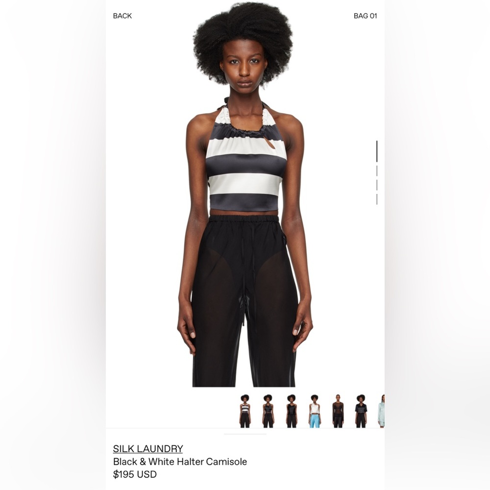 Silk Laundry Black And White Halter Top Camisole. Size XL. $195